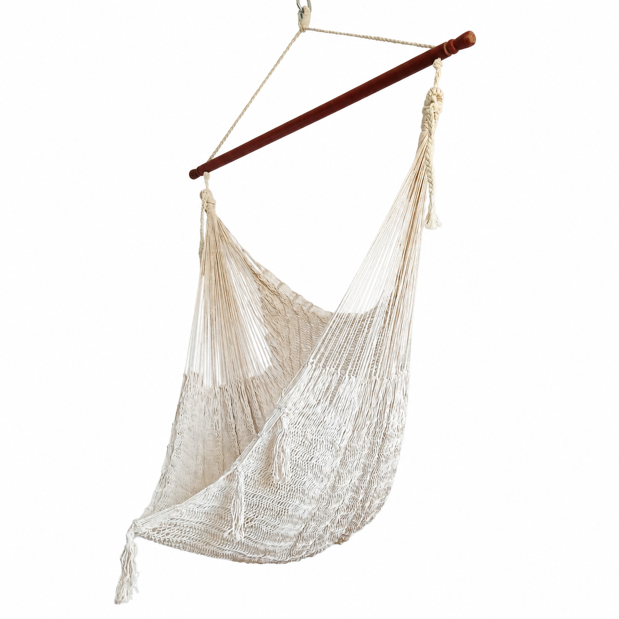 Meksykański Fotel Hamakowy Deluxe Natural - XXL - pleciony, bawełna, gruby sznurek
