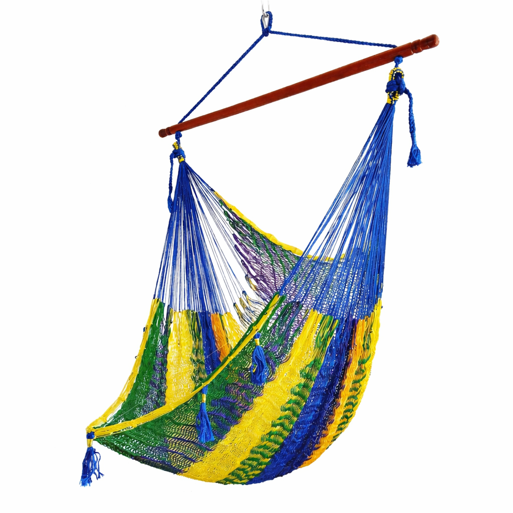 Meksykański Fotel Hamakowy Brasilera XXL - pleciony, nylon