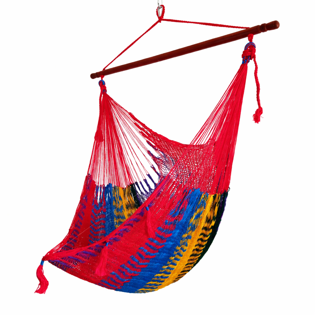 Meksykański Fotel Hamakowy Brasilera XXL - pleciony, nylon