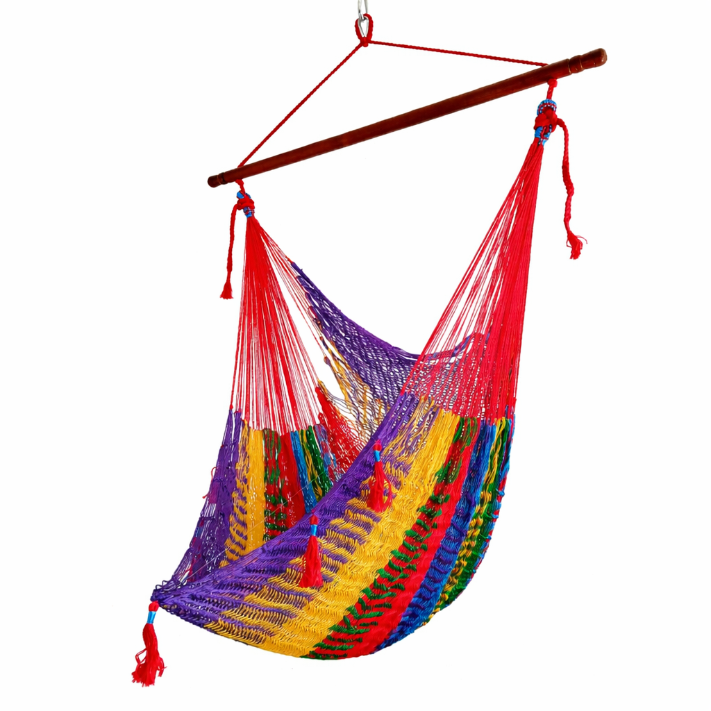 Meksykański Fotel Hamakowy Brasilera XXL - pleciony, nylon