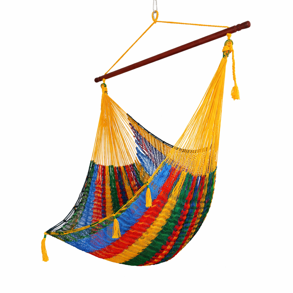 Meksykański Fotel Hamakowy Brasilera XXL - pleciony, nylon