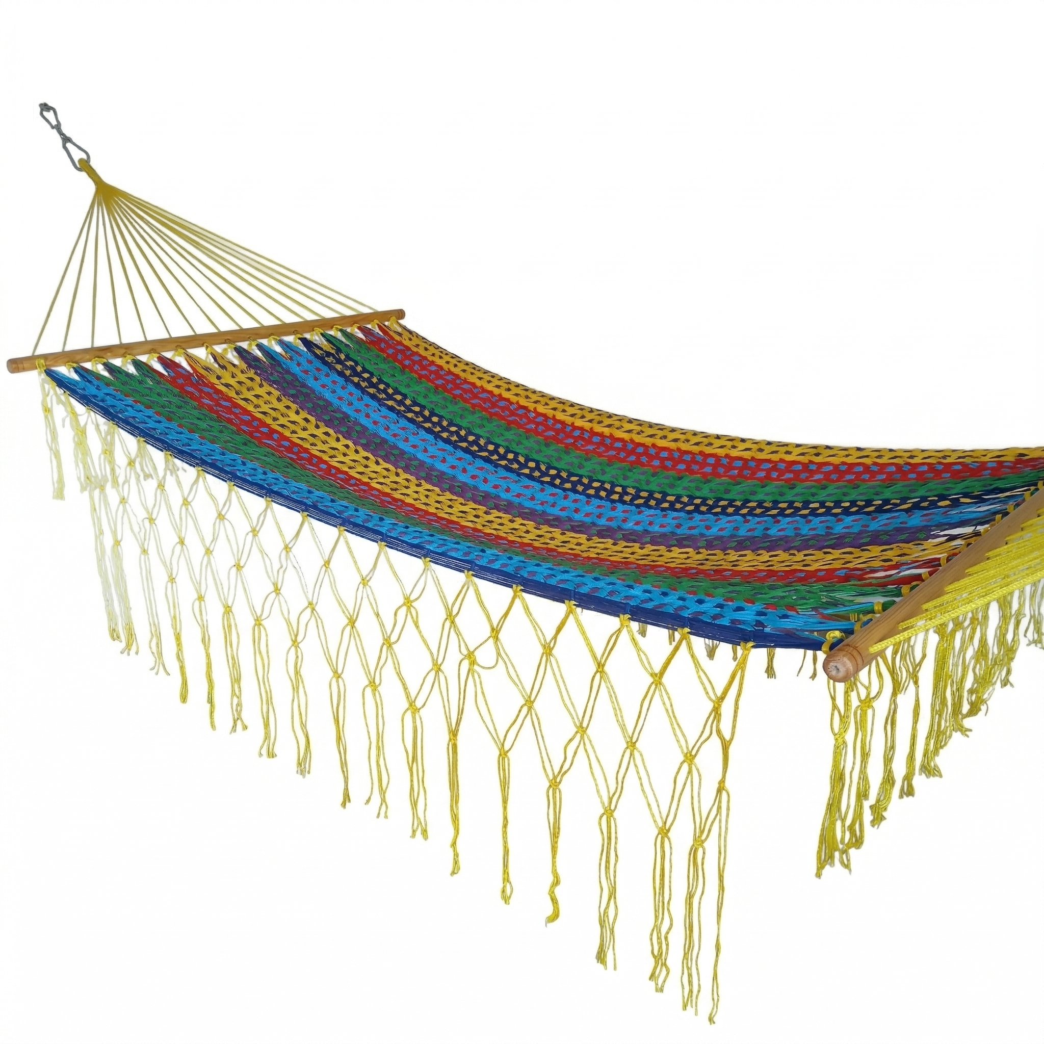 Meksykański Hamak z Drążkiem Descanso L - pleciony, bawełna / nylon