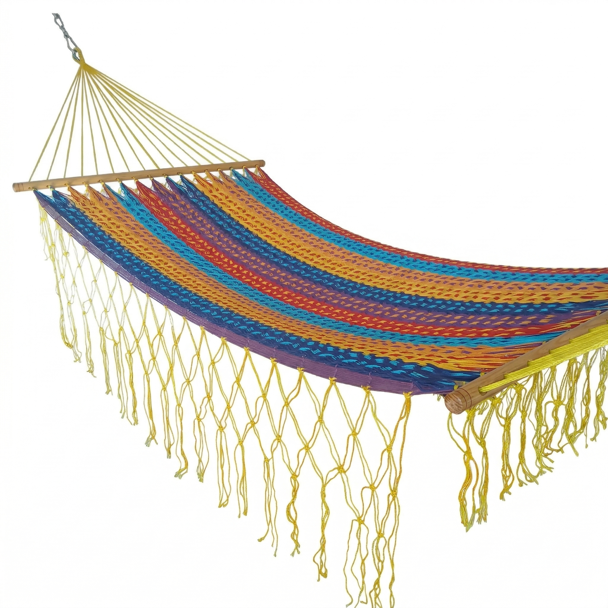 Meksykański Hamak z Drążkiem Descanso L - pleciony, bawełna / nylon