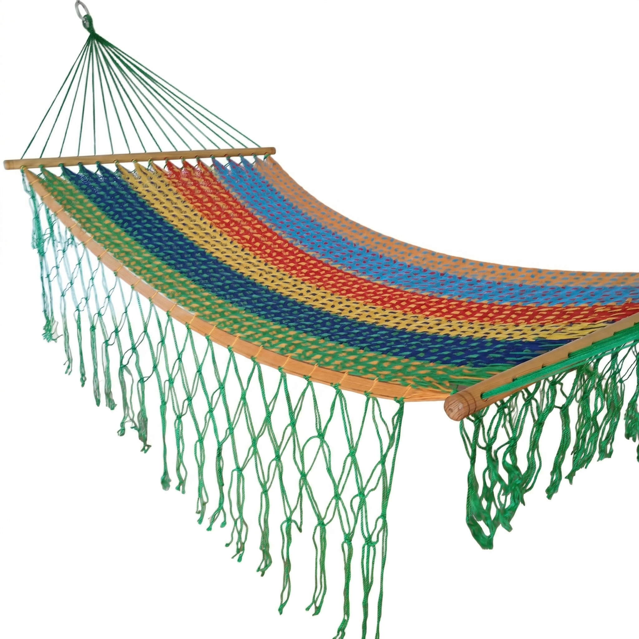 Meksykański Hamak z Drążkiem Descanso L - pleciony, bawełna / nylon