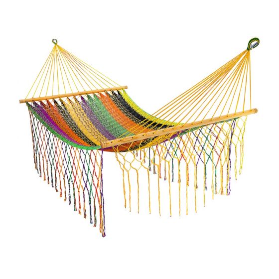 Meksykański Hamak z Drążkiem Descanso L - pleciony, bawełna / nylon