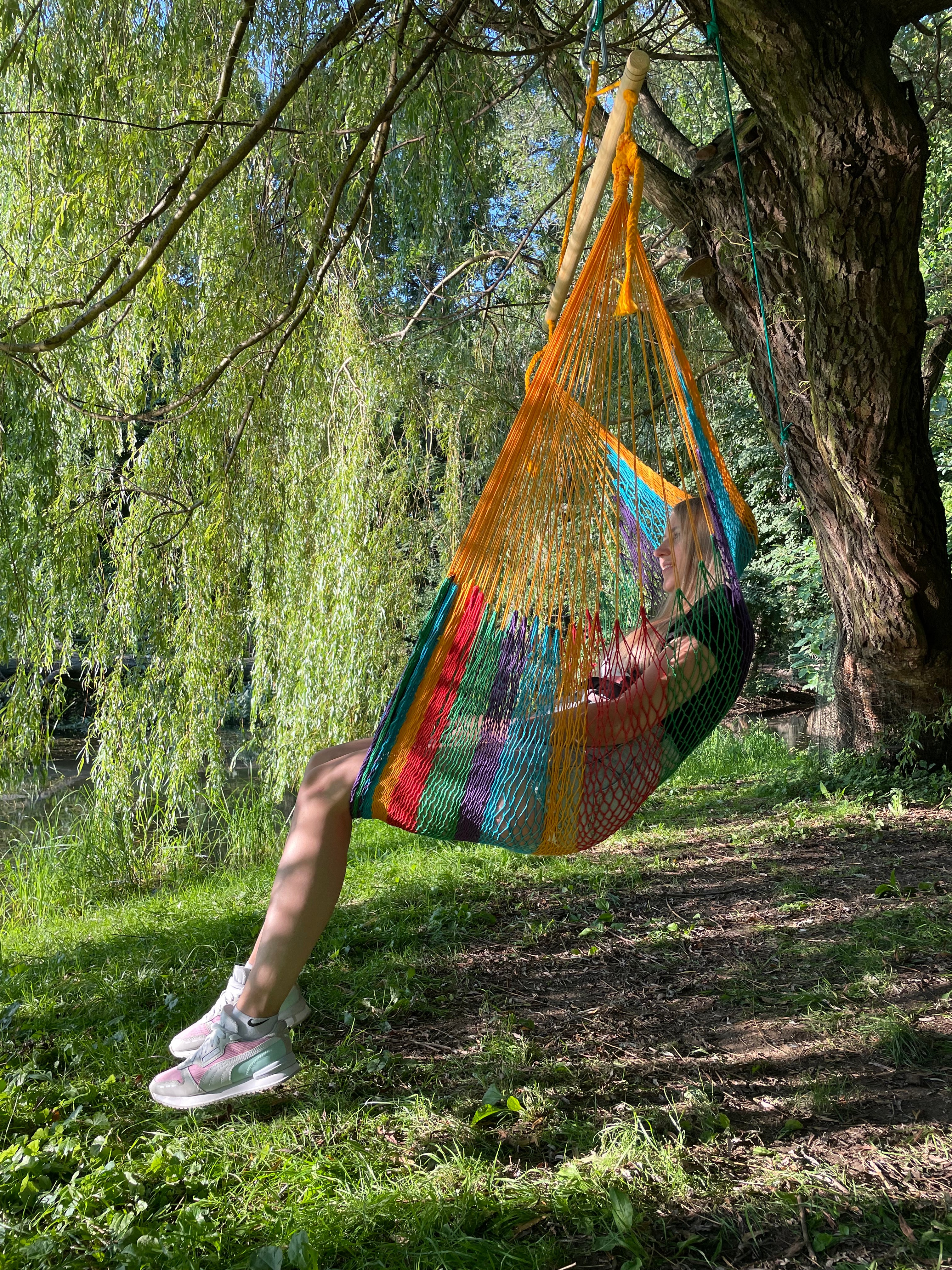 Meksykański Fotel Hamakowy Indio L - pleciony, bawełna / nylon
