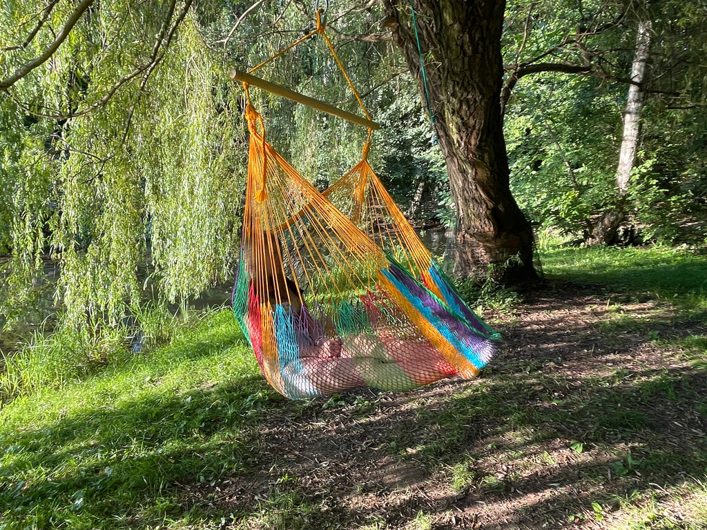 Meksykański Fotel Hamakowy Indio L - pleciony, bawełna / nylon