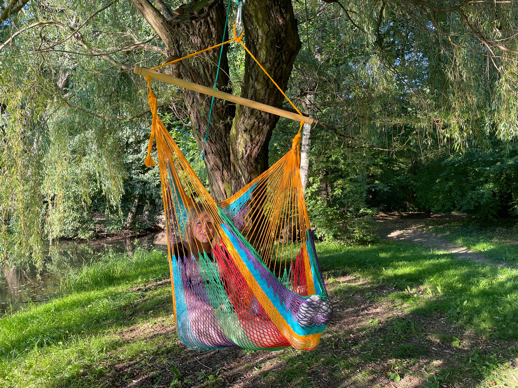Meksykański Fotel Hamakowy Indio L - pleciony, bawełna / nylon