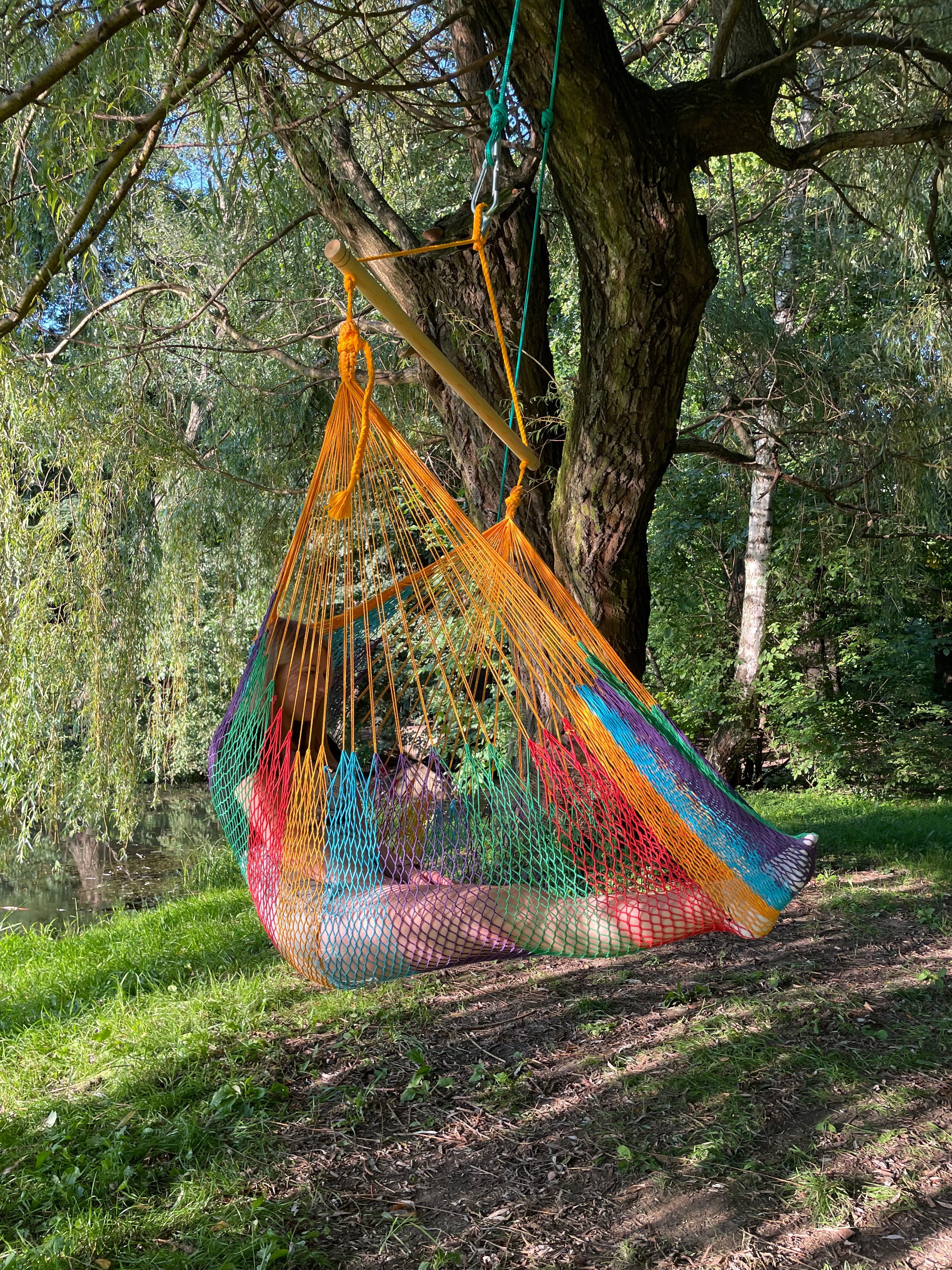 Meksykański Fotel Hamakowy Indio L - pleciony, bawełna / nylon