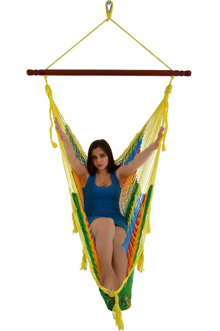 Meksykański Fotel Hamakowy Mayo XL - pleciony, nylon