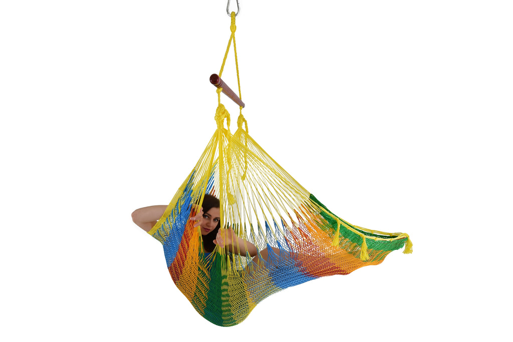 Meksykański Fotel Hamakowy Mayo XL - pleciony, nylon
